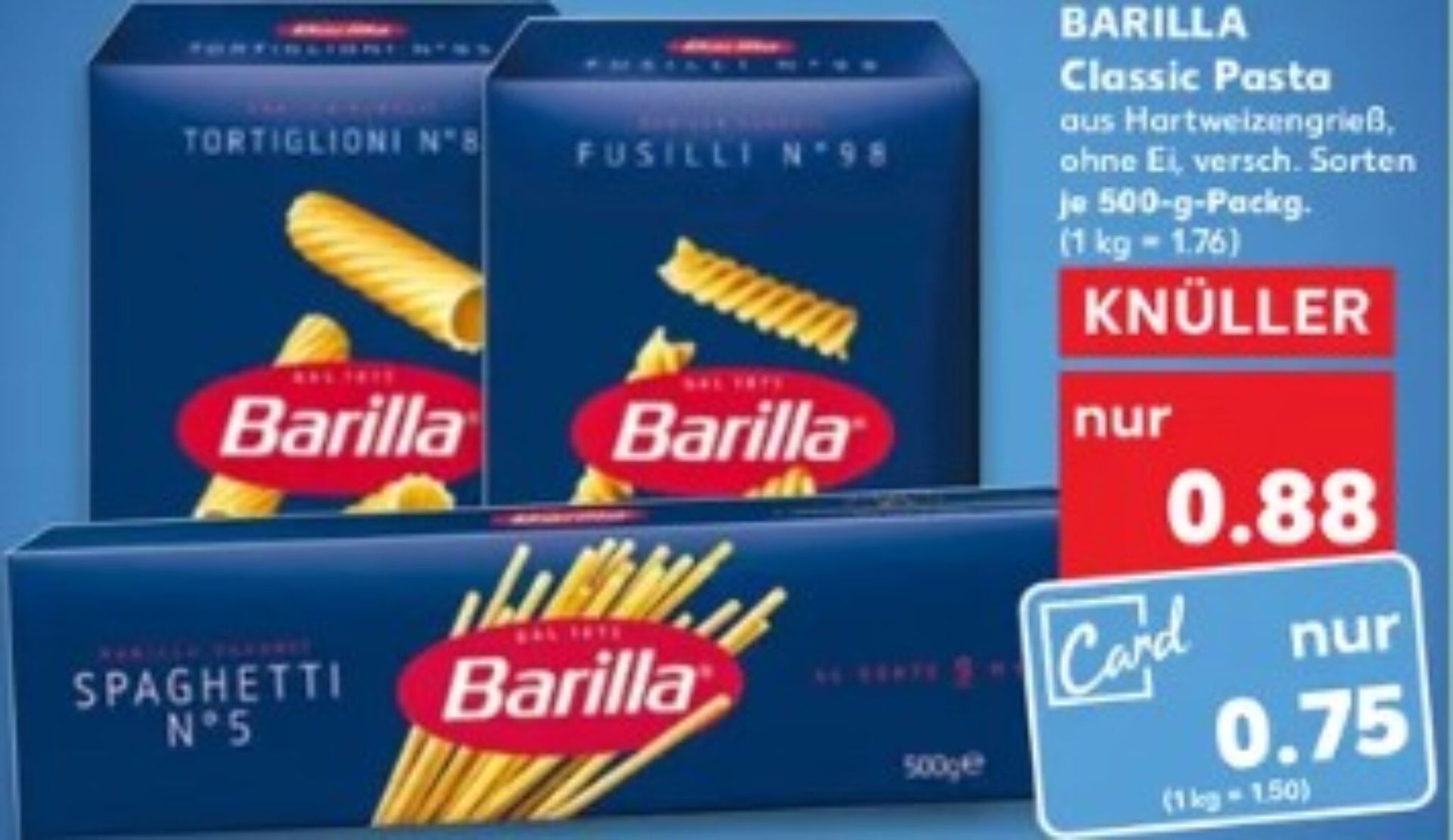 Barilla Classic Pasta versch Sorten in der 500g Packung für 0 75