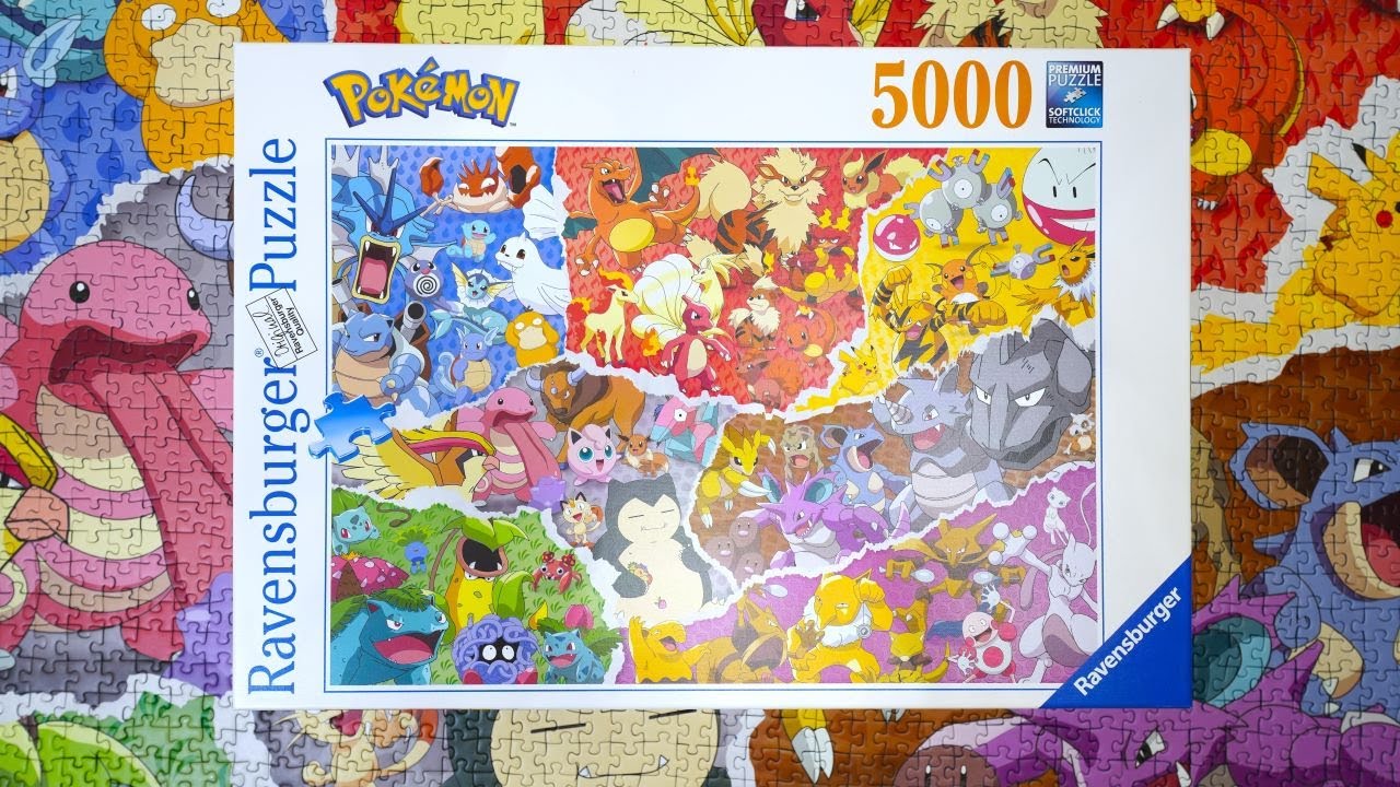Ravensburger 5000 Pokemon Allstars - time-lapse and close-up shots of 5040-piece jigsaw puzzle [4K]