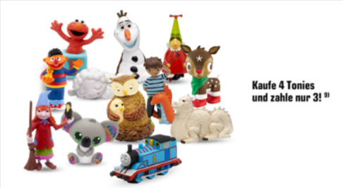 Saturn/Amazon: 3 Tonies Figuren kaufen + 1 Tonie geschenkt