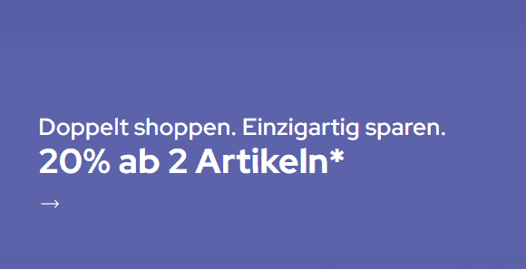 Galeria: 20 % Rabatt ab einem Kauf von 2 Teilen
