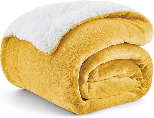 Bedsure Sherpa Decke in Gelb (130×150 cm) ab 11,29 € inkl. Prime Versand (statt 16,14 €)