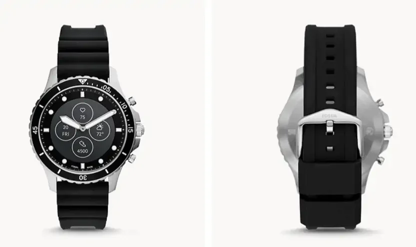Fossil Hybrid Smartwatch HR FB 01 mit schwarzen Silikon Armband FTW7018