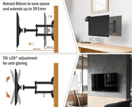 PUTORSEN® Monitor Wandhalterung Monitor Halterung Schwenkbar Neigbar fuer die meisten 13 27 Zoll LED LCD Monitore Computers mit max VESA 100x100mm bis zu 15kg Amazon de Kueche Haushalt