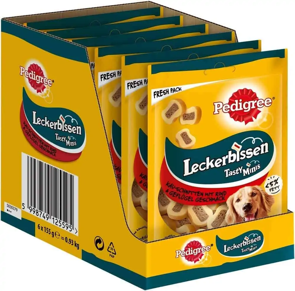 Pedigree Leckerbissen Kleine Hundesnacks Rind 6 x 155 g