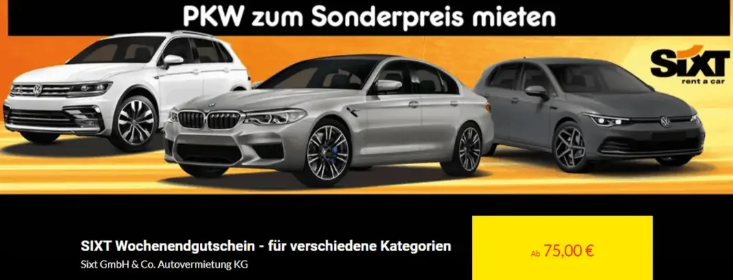 Sixt GmbH Co Autovermietung KG SIXT Wochenendgutschein fuer verschiedene Kategorien