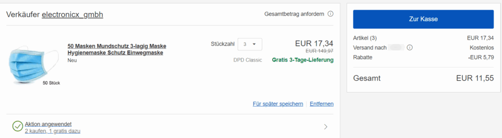 Ebay Warenkorb 2