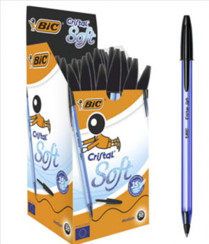 BIC Cristal Soft Kugelschreiber nicht ausfahrbar Schwarz 50 Stueck Amazon de Buerobedarf Schreibwaren