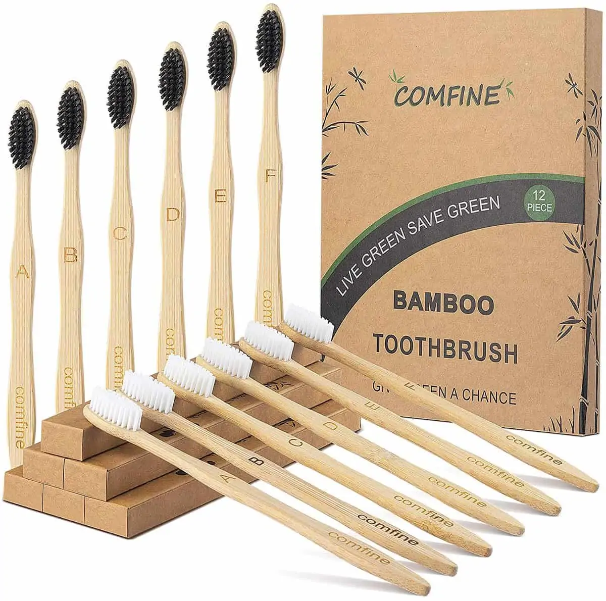 Comfine Bambus Zahnbürsten 12er Pack für 5,99 € inkl. Prime-Versand (statt 9,99 €)