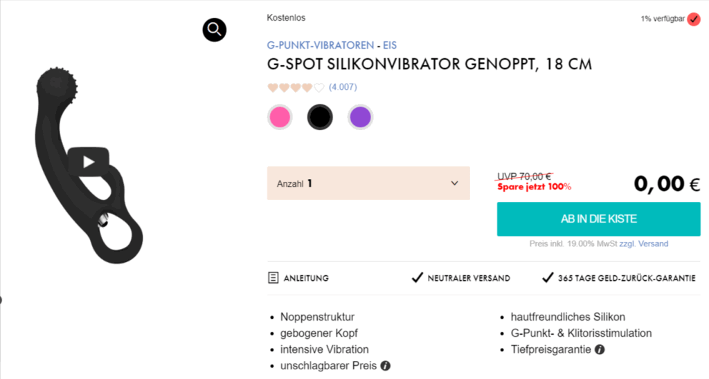 G-Spot Silikonvibrator Mit Noppen 18 Cm