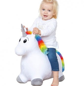 John 59042 Hop Huepftier Einhorn mit Plueschueberzug weiss Pluesch Amazon de Spielzeug