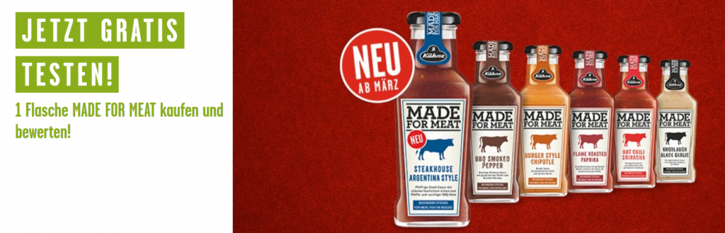 Kuehne Made For Meat 235Ml Gratis Testen Mit Geld Zurueck Aktion