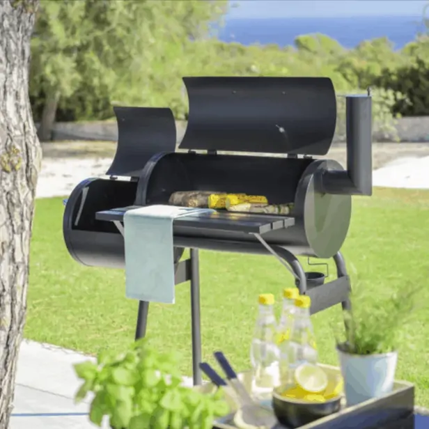 Modern Living Raeucherofen Grillmax in Schwarz mit 2 Kammern und Ablage