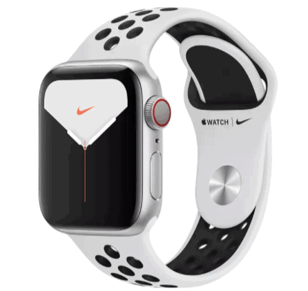 Smartwatch Apple Watch Nike Series 5 Gps Cellular 40Mm Smartwatch Aluminium Fluorelastomer 130 200 Mm Armband Pure Platinum Schwarz Gehaeuse Silber Mediamarkt