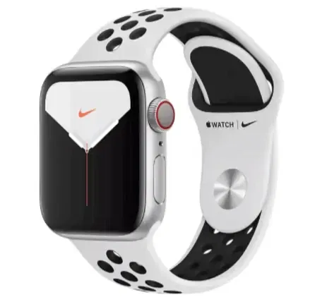 Smartwatch APPLE Watch Nike Series 5 GPS Cellular 40mm Smartwatch Aluminium Fluorelastomer 130 200 mm Armband Pure Platinum Schwarz Gehaeuse Silber MediaMarkt