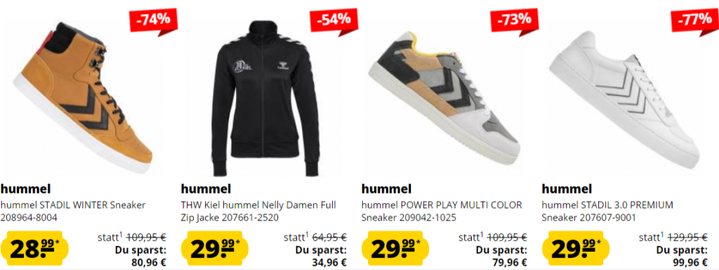 Hummel Mega Sale Beispiele