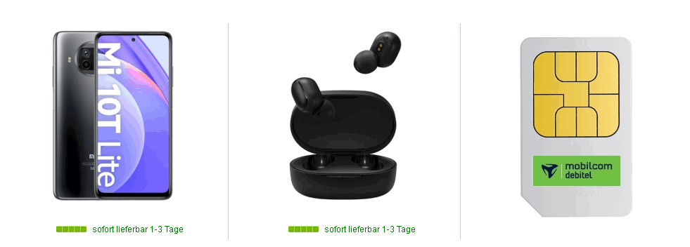 Mobilcom Debitel Green Lte 6 Gb Mit Xiaomi Mi 10T Lite Und Xiaomi Mi True Wireless Earbuds Basic 2