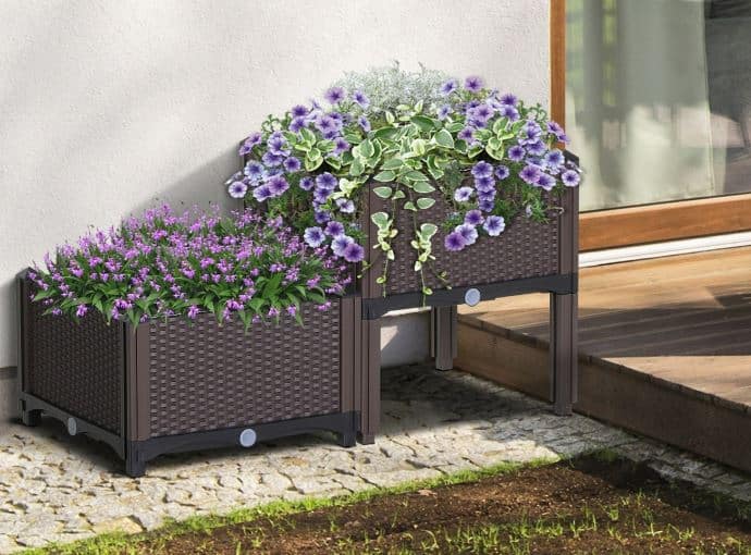 Outsunny Planter On Square Legs Vegetable Garden 2 Floors 2