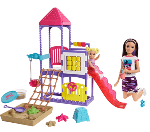 Barbie Ghv89 Skipper Babysitters Inkl Spielplatz Und Puppen Spielset Zum Babysitter Spielen Fuer Kinder Ab 3 Jahren Amazon De Spielzeug