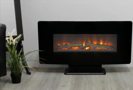 Classic Fire Elektrokamin Calgary 1400W mit simuliertem Kaminfeuer und Fernbedienung Feuereffekt Standkamin Wandkamin elektrischer Kamin Metall Glas Schwarz Amazon de Kueche Haushalt