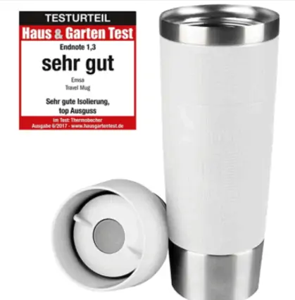 Emsa 515682 Travel Mug Standard-Design Grande (500 ml)  Weiß für 14,90€ (Prime) statt 20,10€