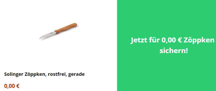 [Userdeal] Gratis Solinger Zöppken Gemüsemesser im Wert von 11,95 € (zzgl. 4,99 € Verpackungs- und Versandkosten)