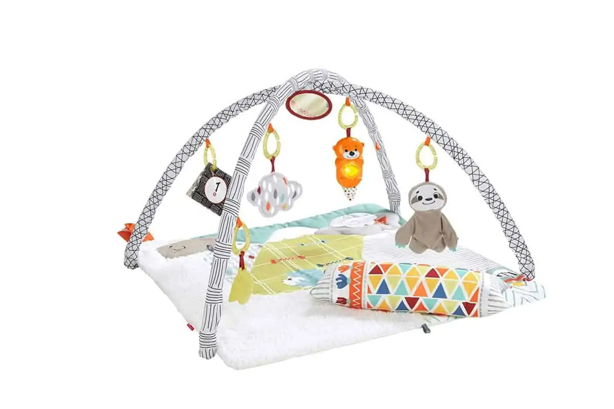 Fisher-Price GKD45 – 5 Sinnes Baby Spieldecke kuschelig weiche Krabbeldecke mit Sensorik Spielzeug für 49,99€ statt 59,99€