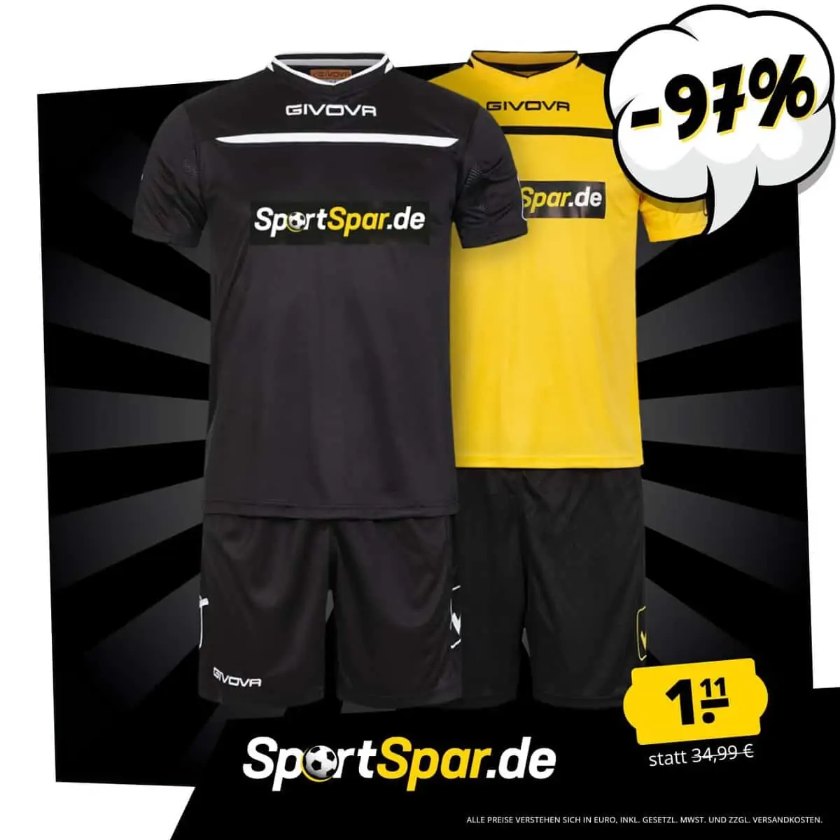 Givova x SportSpar.de Kit One Kinder Trikot-Set 2-teilig für je 1,11 € zzgl. 3,95 € Versand