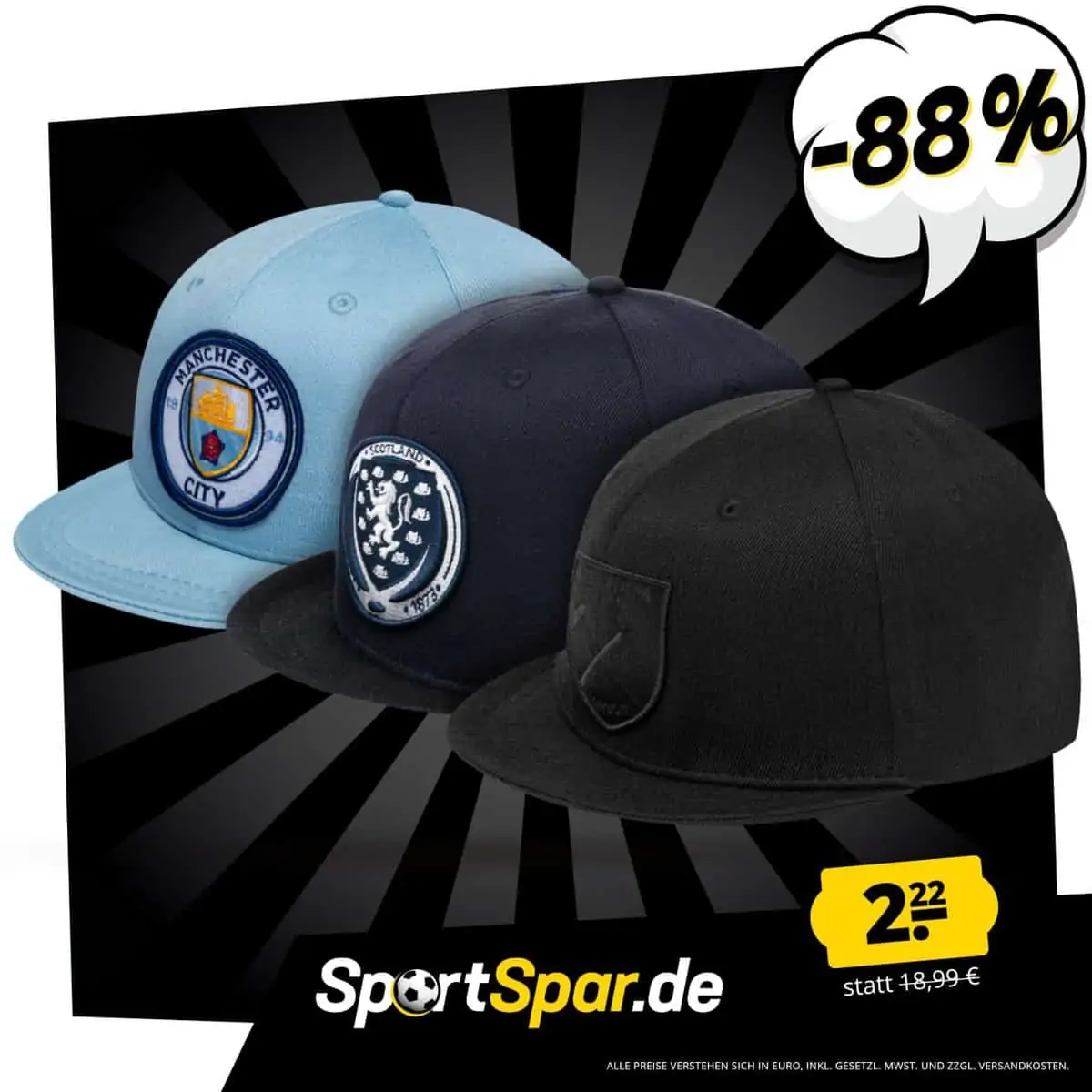 Manchester City FC Fan Snapback Kappe für 2,22 € zzgl. 3,95 € Versand