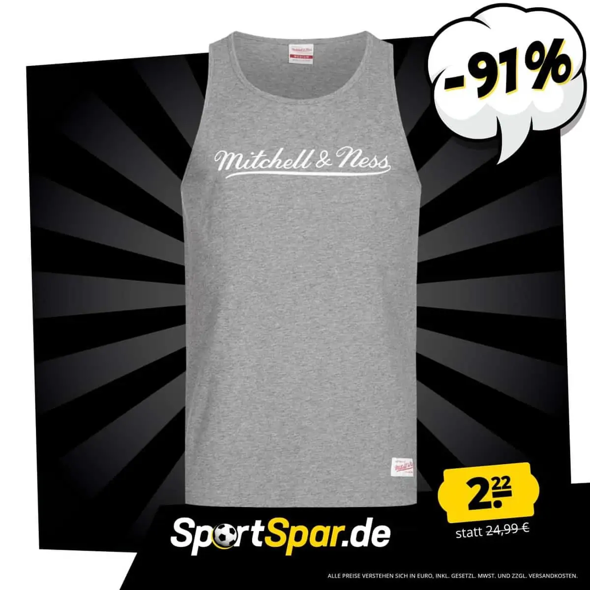 Mitchell & Ness Script Tank Herren Tank Top Shirt (Größe XS, S & L) für 2,22 € zzgl. 3,95 € Versand