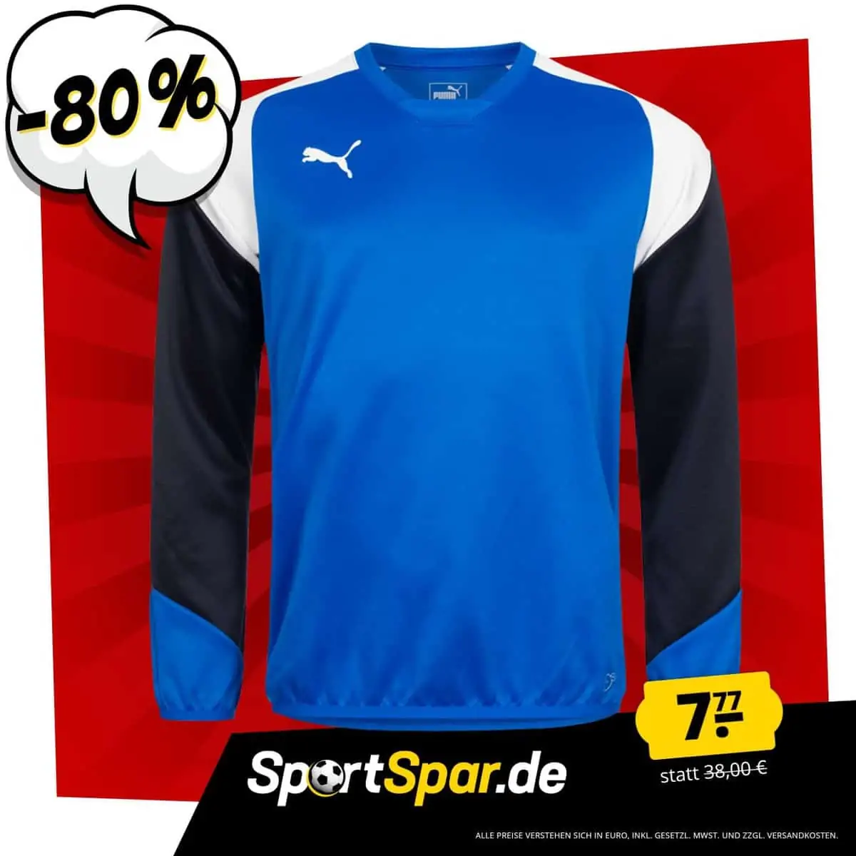 PUMA Esito 4 Sweat Herren Trainings Sweatshirt (Größe S bis 3XL) für 7,77 € zzgl. 3,95 € Versand