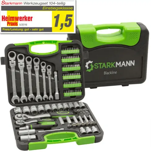 STARKMANN Blackline – Steckschlüssel- / Gabelschlüssel Satz mit 104 Teilen für 39,99€ inkl. Versand (statt 60€)