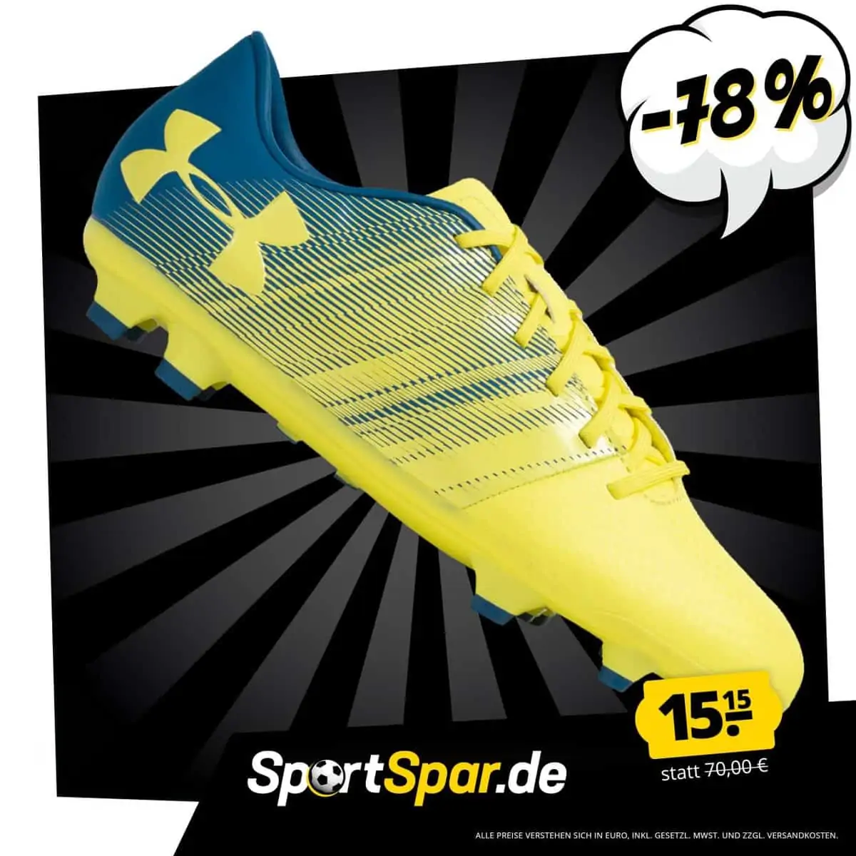 Under Armour Spotlight DL FG Herren Fußballschuhe für 15,15 € zzgl. 3,95 € Versand (statt 32,94 €)