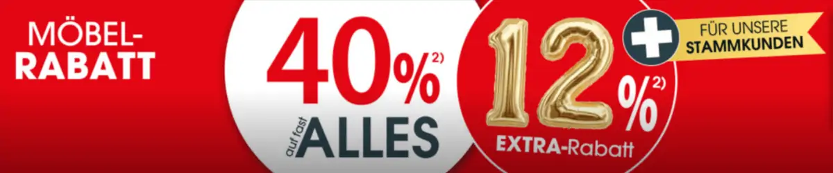 Zurbrüggen: 40 % Möbel Rabatt auf fast alles + 12 % Extra-Rabatt für Stammkunden