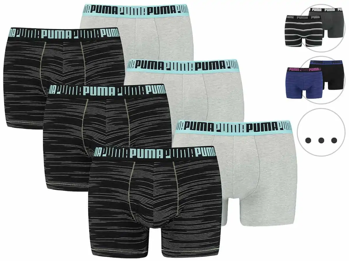 6x PUMA Boxershorts (in verschiedenen Farben verfügbar, Gr. S – XL) für 30,90€ inkl. Versand statt 40,70€