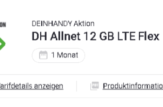 DEINHANDY Aktion DH Allnet 12 GB LTE Flex ohne Handy