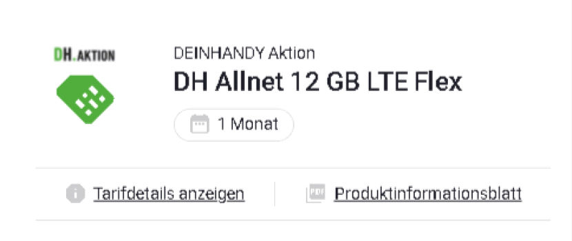 DEINHANDY Aktion DH Allnet 12 GB LTE Flex ohne Handy