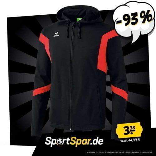 Erima Classic Team Kapuzen Trainingsjacke in Schwarz-Rot für 7,28 € inkl. Versand (statt 26,99 €)