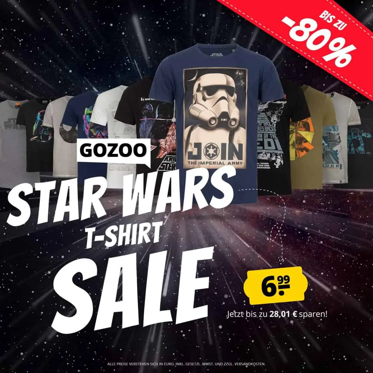 GOZOO Star Wars T-Shirt Sale diverse Modelle für je 6,99 € zzgl. Versand