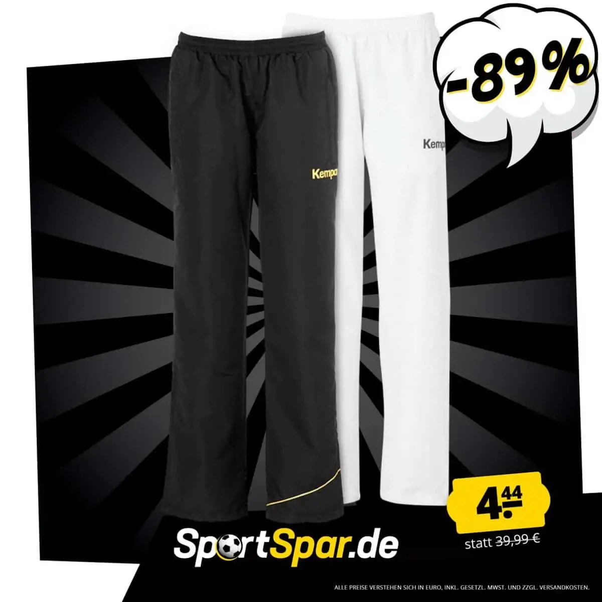 Kempa Motion Damen Präsentationshose (XS+L Weiß, L bis XL Schwarz) für je 4,44 € zzgl. 3,95 € Versand