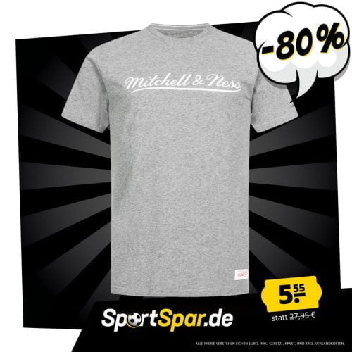 Mitchell & Ness Tailored Herren T-Shirt (Gr. S + M, Hellgrau) für 5,55 € zzgl. 3,95 € Versand
