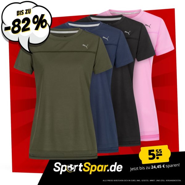 PUMA Ignite Damen Sport T-Shirt (Gr. XS bis XL, 4 Farben) für j 5,55 € zzgl. 3,95 € Versand
