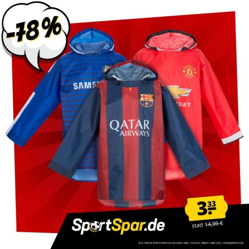 Regenjacke Poncho von ManU, Chelsea oder FC Barcelona – ab 2,22 € zzgl. 3,95 € Versand