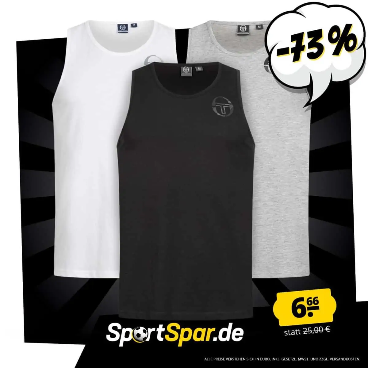 Sergio Tacchini Zambo Herren Tank Top Muskel Shirt (Gr. S bis XL, 3 Farben) für je 6,66 € zzgl. 3,95 € Versand