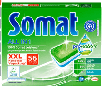 Somat All In 1 Pro Nature Spuelmaschinen Tabs 56 Tabs Umweltfreundlich Mit 100 Prozent Somat Leistung Mit Wasserloeslicher Folie Amazon De Drogerie Koerperpflege