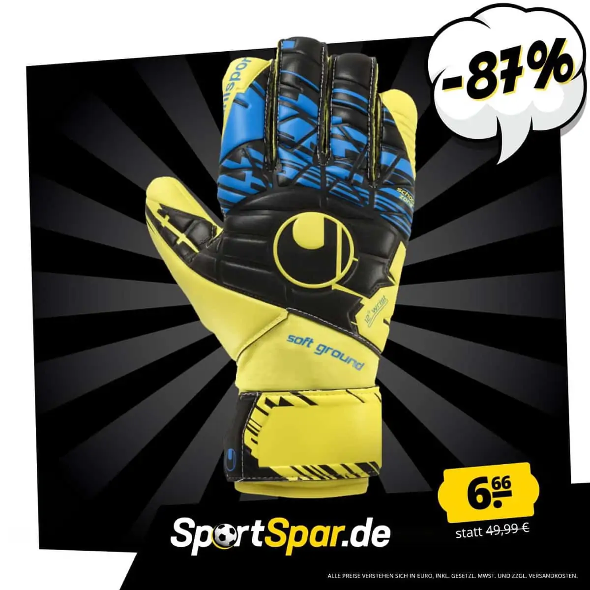 Uhlsport Speed Up Now Soft HN Comp Torwarthandschuhe für 6,66 € zzgl. 3,95 € inkl. Versand