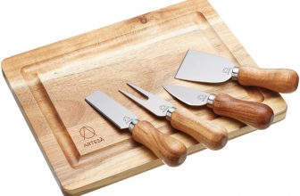 kitchen craft master class artesa kaesebrett set 28 x 18 x 18 cm braun silber