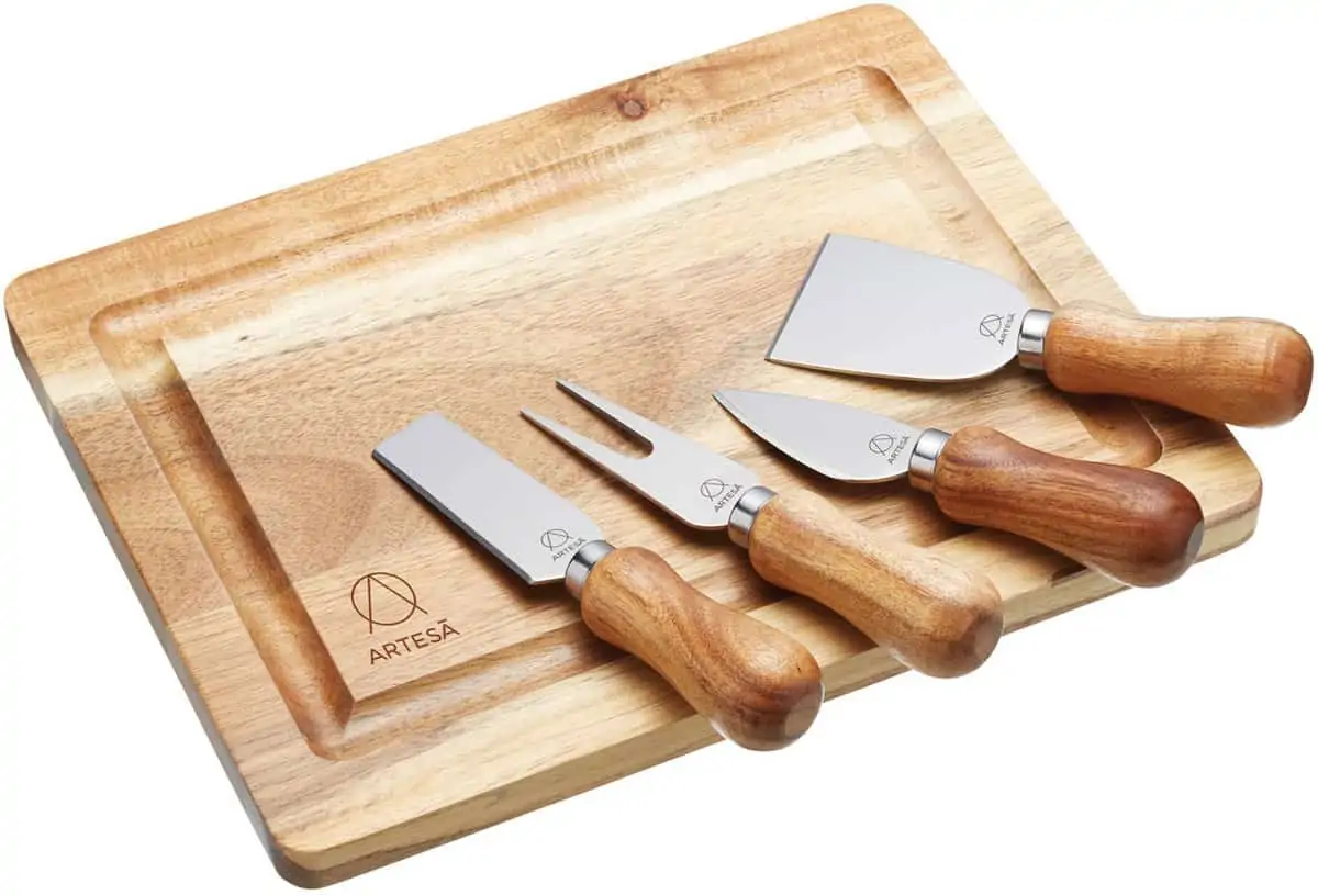 Kitchen Craft Käsebrett Set „Master Class Artesa“ (Edelstahl, Braun/Silber, 28 x 18 x 18 cm) für 13,39€ [Prime] statt 24,94€