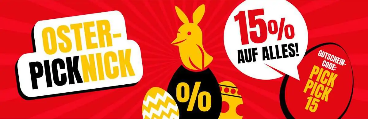 Picksport Oster-Picknick: 15 % Rabatt auf alles