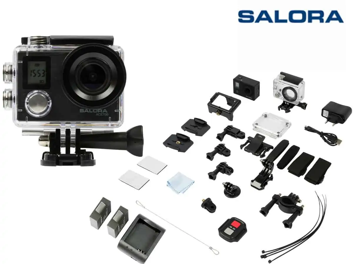 Salora ACE700 Action-Cam + Akkupack [4K Ultra HD 3840×2160 @30fps, interpoliert, 16MP] für 45,90€ inkl. Versand statt 78,94€