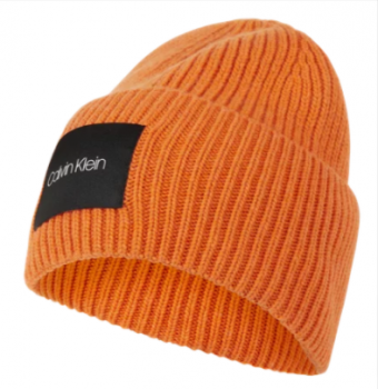 CK CALVIN KLEIN Beanie mit Logo Aufnaeher in Orange online kaufen 1168546 ▷ Herrenausstatter ANSON S